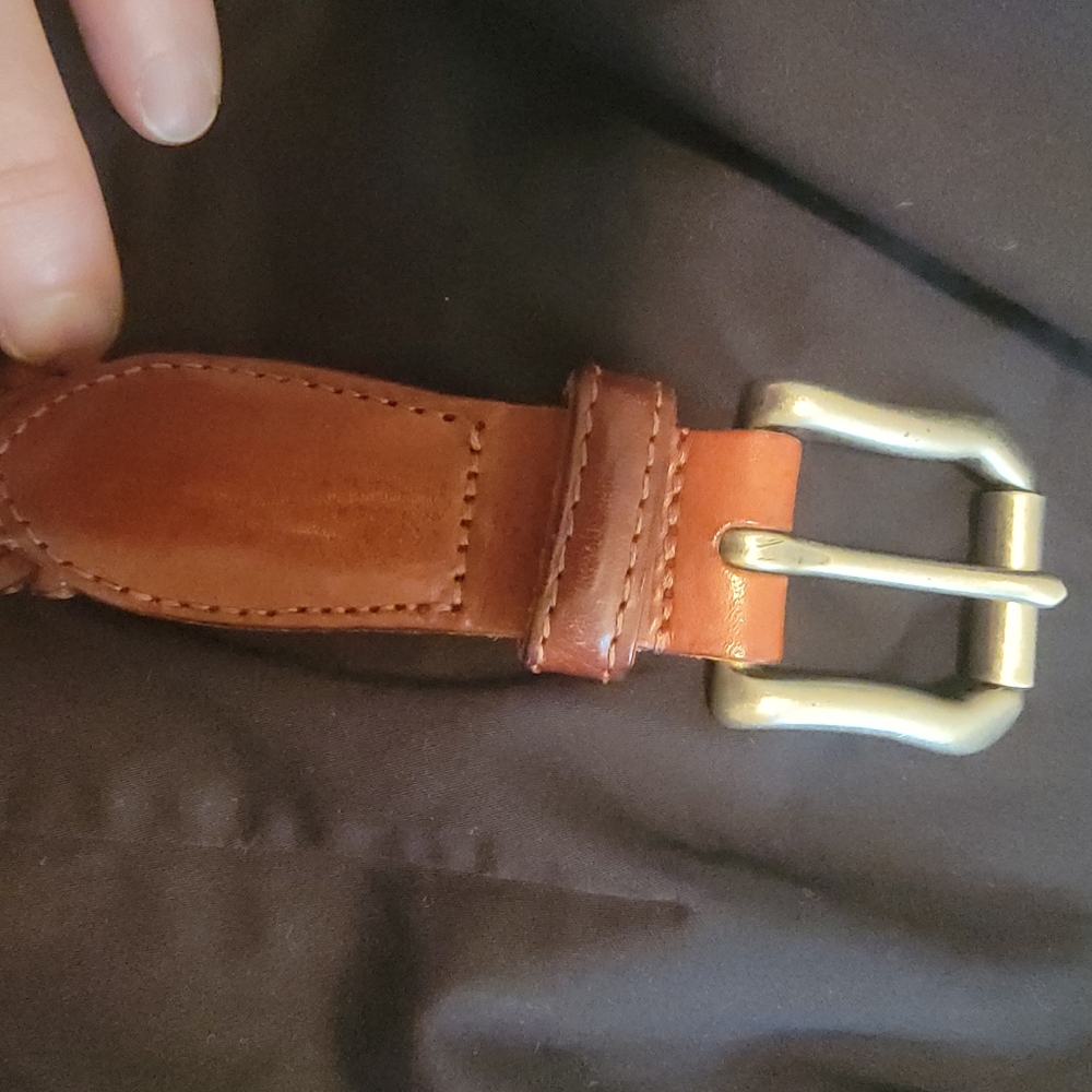 Coach Woven Leather British Tan Belt Size 38 - Picture 5 of 6